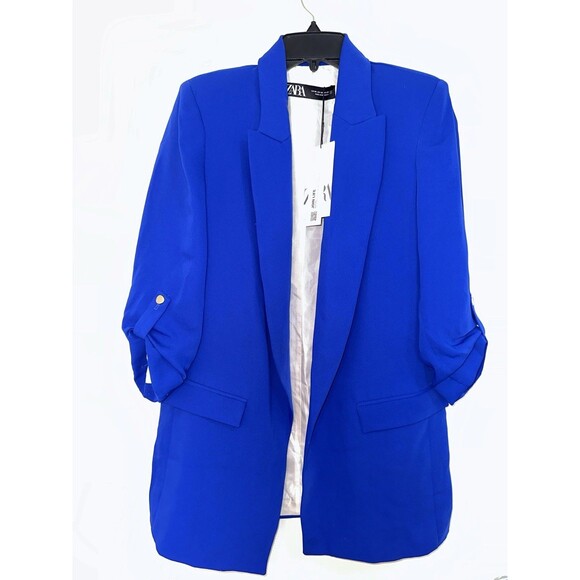 Zara Jackets & Blazers - Zara Women's Blue Notch Lapel Long Sleeve Single-Breasted Blazer Jacket XS